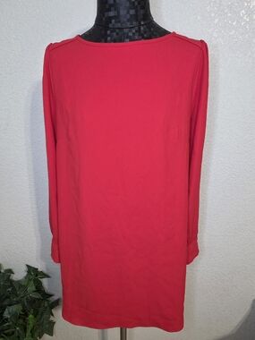 J. Crew Vibrant Red Long-Sleeve Shift Dress